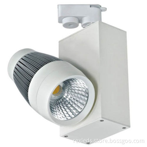 High Power 30w Led Track Light Fixtures Cob Led Track Light , Black / White Finish , Single / Double Head